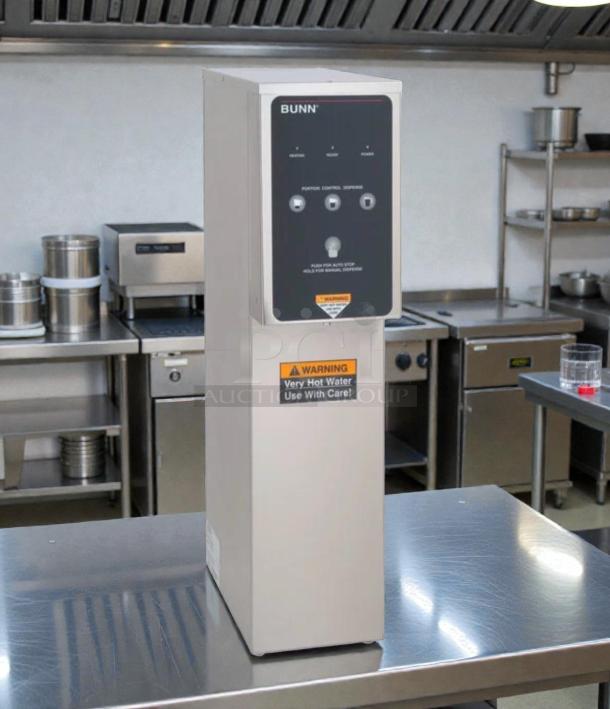 BUNN 39100.0000 H5E-DV PC 5-Gallon Hot Water Dispenser in excellent condition, dual voltage, fully tested, "Hot Water" warning label.