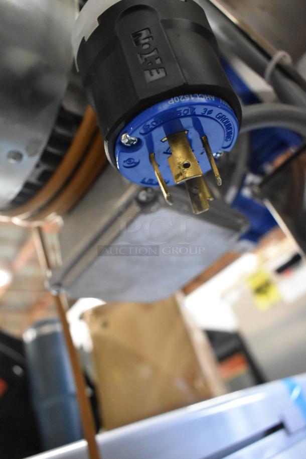 Arcobaleno AMF160 commercial pasta machine, metal construction, on casters. Features 220/380 Volts, 3 Phase plug.