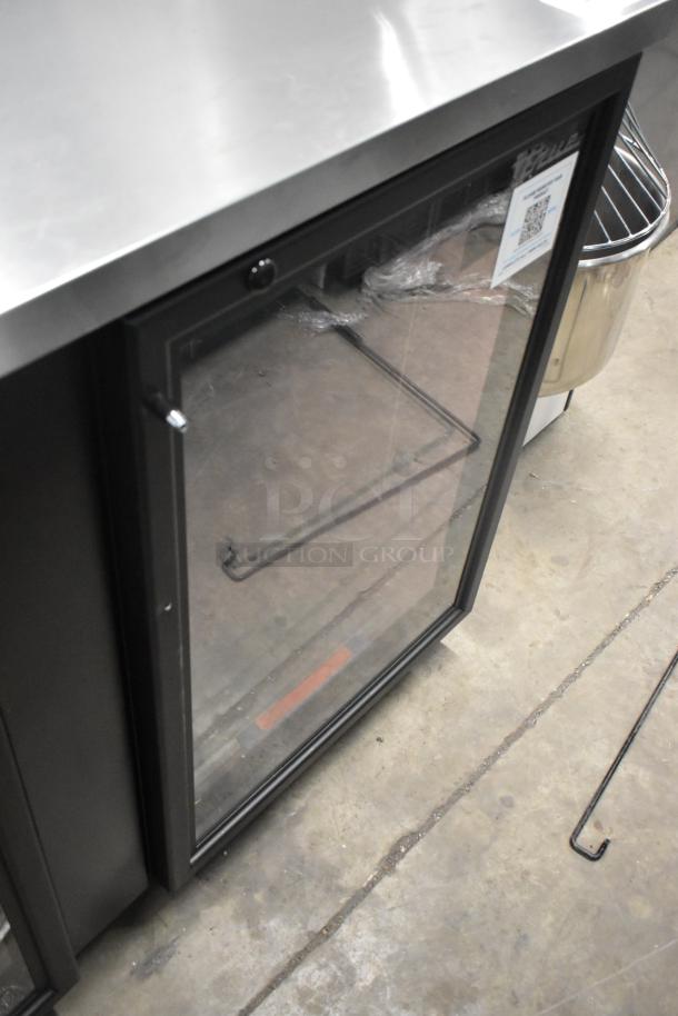 Brand new True TBB-4G-HC-LD 3-door bar cooler, 115V, 1 Phase. Scratch and dent condition. Metal exterior, glass doors.