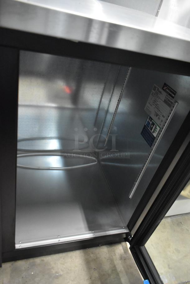 BRAND NEW 2025 True TBB-4G-HC-LD 3 Door Back Bar Cooler, scratch and dent, metal interior, 115V, energy-efficient.