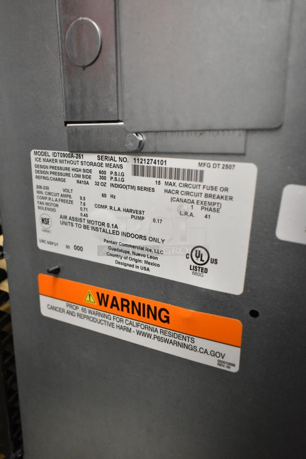 Manitowoc Indigo NXT IDT0900A-261 ice machine, stainless steel, 851 lbs/day, 208-230V, new with scratches and dents.