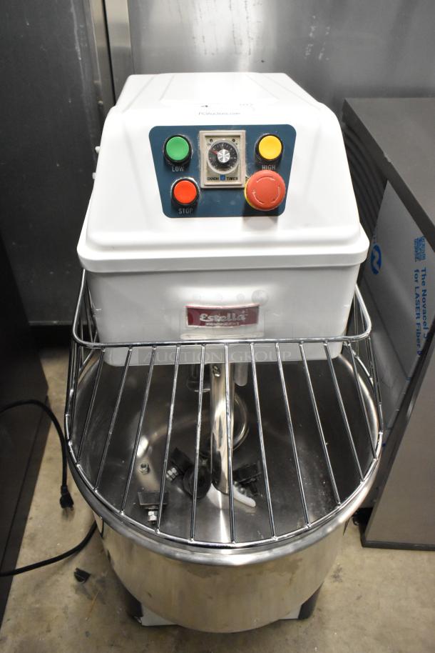 Estella 348SM30 commercial dough mixer, 30 qt., metal bowl, bowl guard, new scratch and dent condition, 120V, 1 phase.