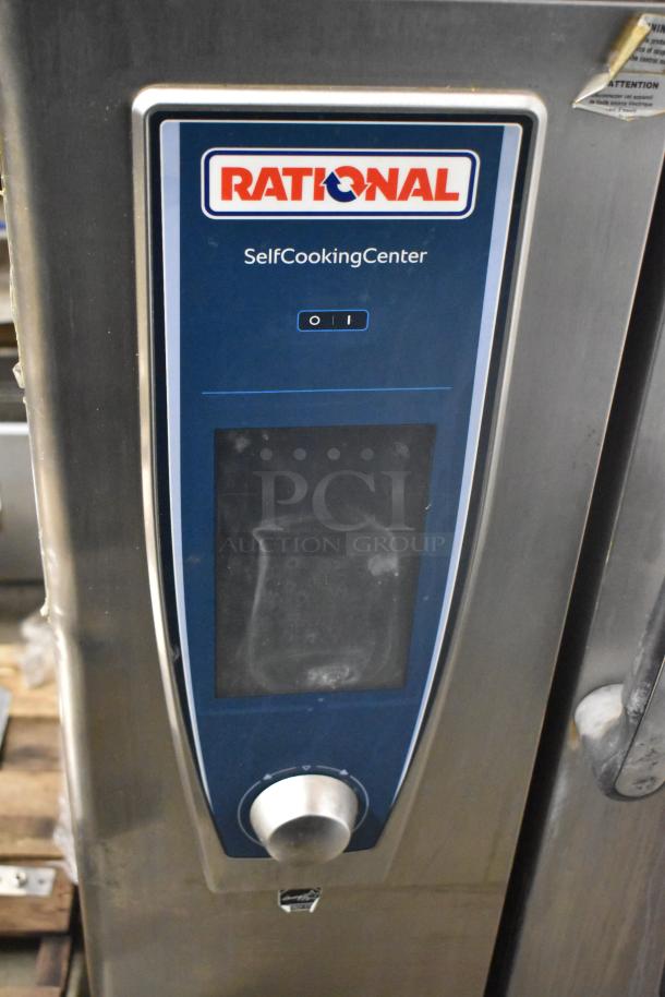 Rational SCCWE62/SCCWE102 stainless steel convection ovens, 480V 3-phase, SelfCookingCenter panel. Visible wear on the screen.