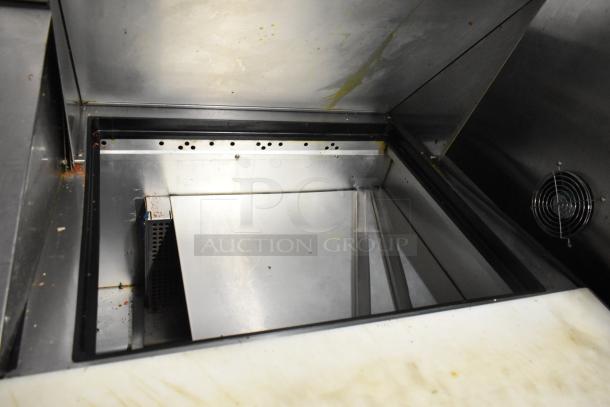 2021 True TSSU-72-30MB-ST-HC stainless steel prep table, bain marie top, visible casters, 115 volts, commercial use.