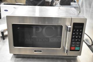 IN ORIGINAL BOX! Midea 1034N1A stainless steel commercial countertop microwave oven, 120V, 1 Phase, keypad controls.