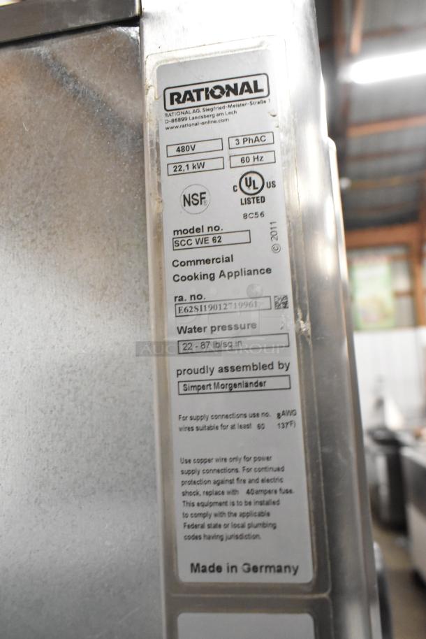 Stainless steel Rational SCC WE62/SCC WE102 ovens, commercial electric convection, 480V, 3 phase, on casters, made in Germany.