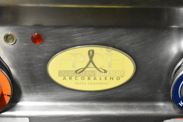 2022 Arcobaleno APCE28 stainless steel pasta cooker with label, electric, 230V, 3 Phase, commercial-grade.