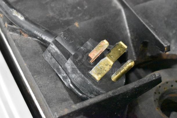 2022 Arcobaleno APCE28 stainless steel electric pasta cooker plug, 230V, 3 phase, commercial use, visible wear.