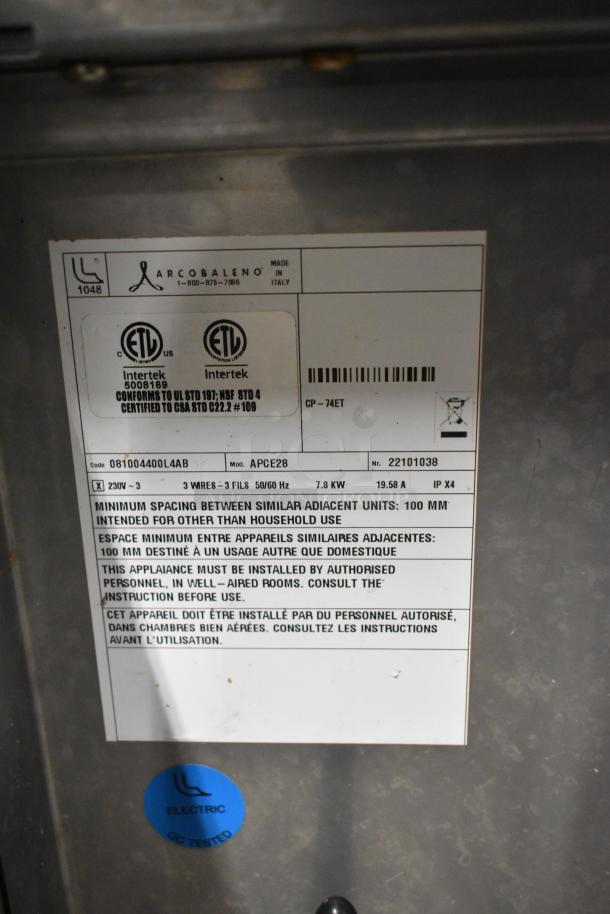 2022 Arcobaleno APCE28 stainless steel electric pasta cooker, commercial floor style, 230V, 3 phase, ETL certified.