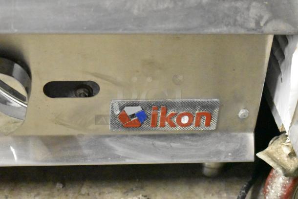 Ikon Stainless Steel Commercial Countertop Gas Flat Top Griddle, visible logo, used condition, durable design.