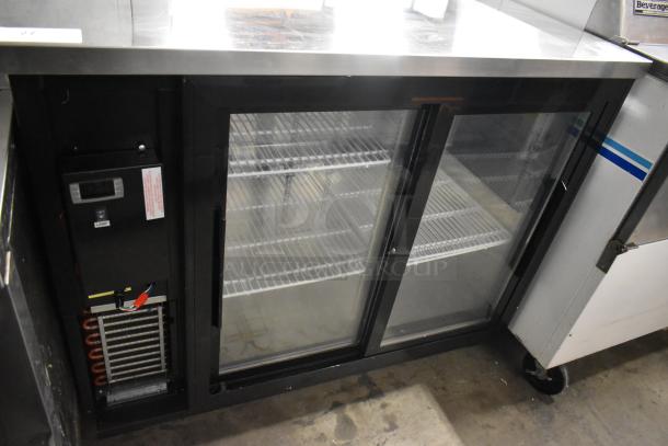 Yukon YBB49-2G-24SD Metal 2 Door Back Bar Cooler, clear doors, adjustable wire shelves, 115V, commercial use.