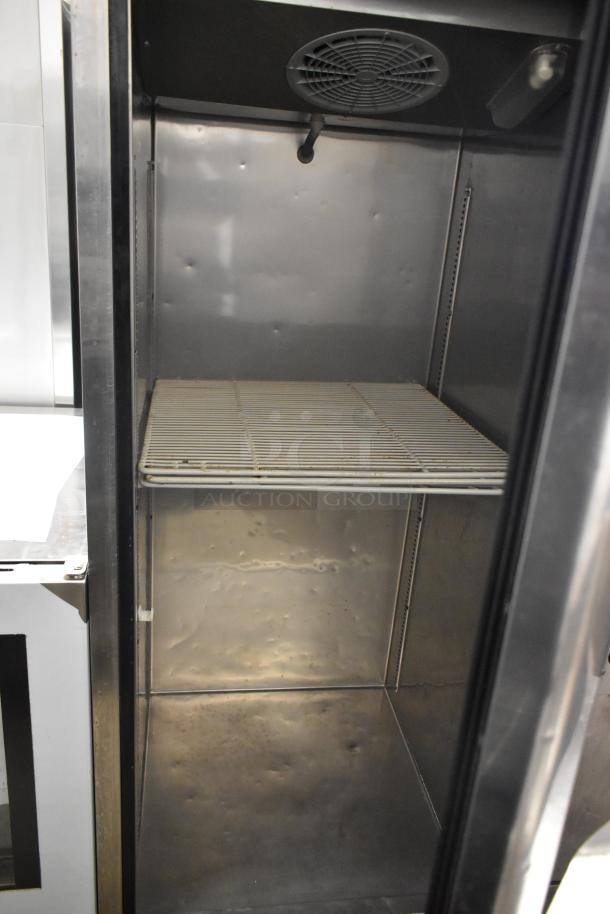 Turbo Air M3F24-1 stainless steel freezer, single door, poly-coated racks, commercial casters, 115V, 1 phase.