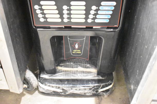 Cecilware GB5MFIT cappuccino machine, commercial countertop model, metal, 120 Volts, caution hot liquid label visible.