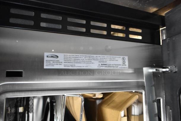 KoolMore KM-CWO30-SS stainless steel built-in microwave with convection and air fryer, 1.6 cu. ft., new, label visible.