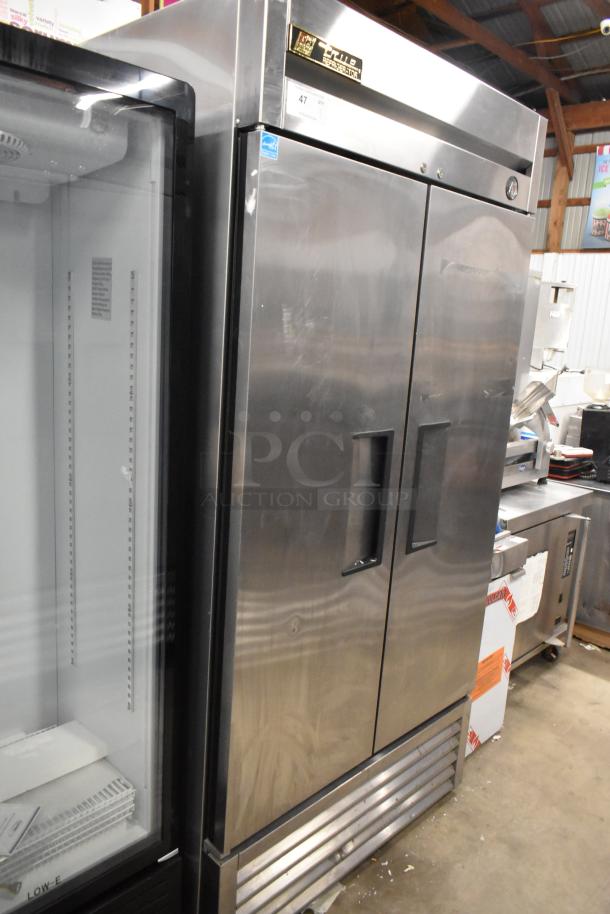 True T-35 stainless steel commercial 2-door reach-in cooler, excellent condition, model T-35, 115V, 1 phase.