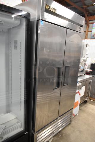 True T-35 stainless steel commercial 2-door reach-in cooler, excellent condition, model T-35, 115V, 1 phase.