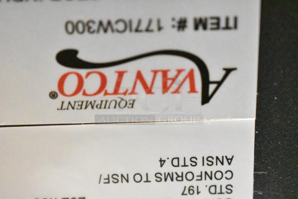 Avantco 177ICW300 metal countertop single burner induction range; 120 volts, 1 phase; label visible.