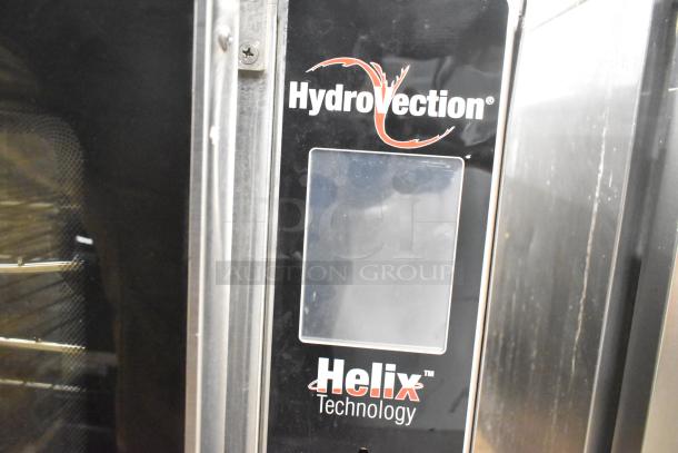 Blodgett Hydrovection Helix stainless steel commercial convection oven with view-through doors and metal racks.