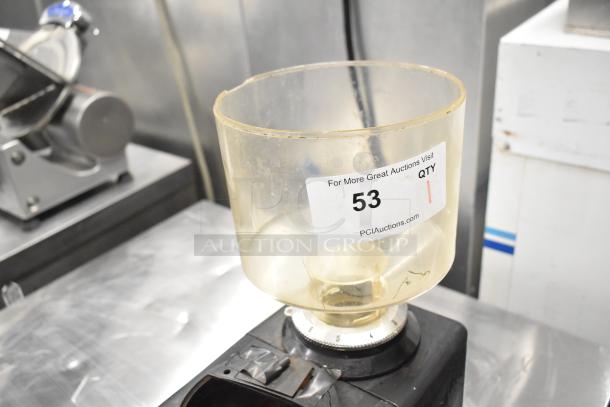 Bregani Metal Commercial Countertop Espresso Bean Grinder, no lid, 120 volts, 1 phase, tag reading "53" from PCAuctions.com.