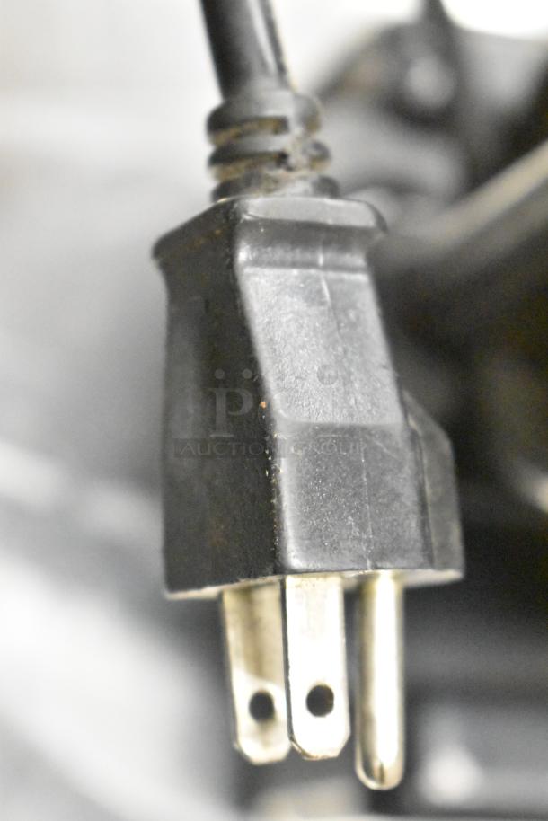 Bregani Metal Commercial Espresso Bean Grinder, no lid, 120V, 1 phase, features standard plug.