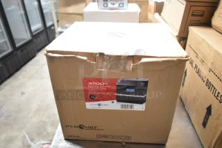 Brand new Pyramid 3700HD heavy duty time clock and document stamp in original packaging. Box shows product image and details.