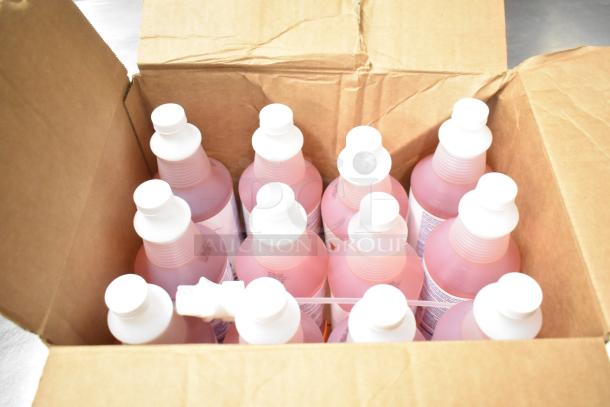 Box of Diversey Oxivir Five 16 Concentrate, brand new, sealed bottles, pink liquid, ready for auction at three times your bid.