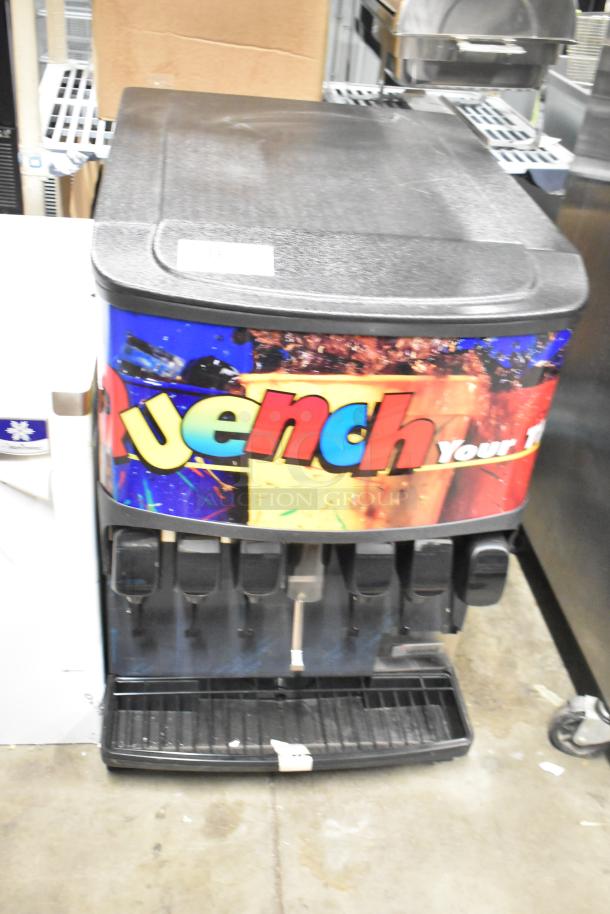 Servend SV150 commercial beverage machine, 6-flavor, ice dispenser, countertop, metal, 115V, used condition.