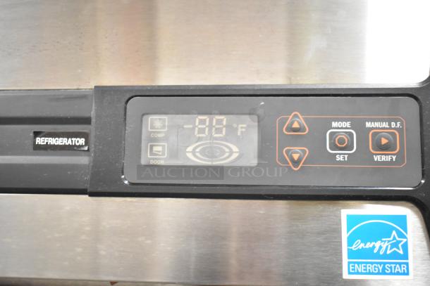 Kool Star KSR49-S stainless steel 2-door cooler control panel with digital display, mode settings, and Energy Star label.