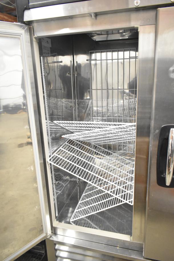 Kool Star KSR49-S stainless steel commercial cooler, 2 doors, poly-coated racks, on casters, 115V, 1 phase.