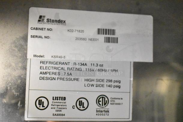 Kool Star KSR49-S cooler label with model, electrical, and refrigerant details. UL listed for commercial use.