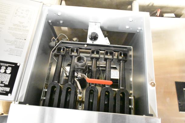 Brand new 2025 Mainstreet 541FF100L stainless steel floor fryer, 70-100 lb capacity, 150,000 BTU, with 2 metal fry baskets.