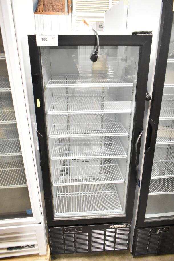 Habco SE12HC commercial cooler merchandiser, single door, poly coated racks, 115V, 1 phase, metal finish, excellent condition.
