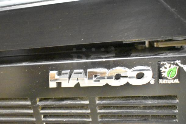Habco SE12HC commercial reach-in cooler with metal finish, poly-coated racks, 115V, 1 phase. Habco logo visible.