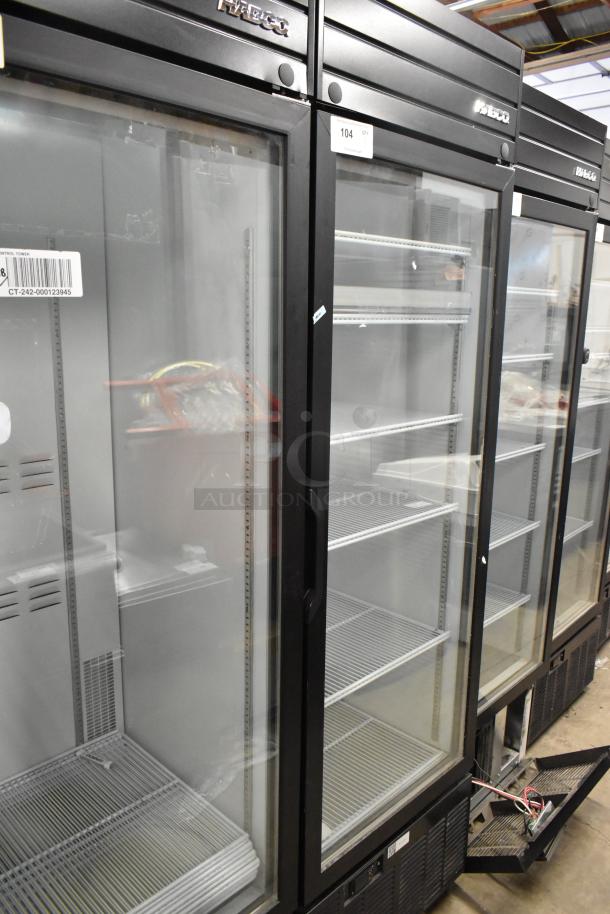 2019 Habco SE18 commercial single door reach-in cooler merchandiser, metal, poly-coated racks, 115V, 1 phase.