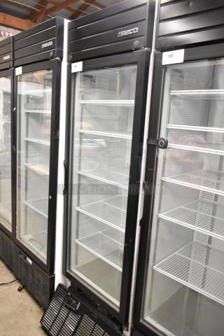 2019 Habco SE18 commercial single door cooler with glass front, metal exterior, and poly-coated racks. Model SE18, 115V, 1 phase.