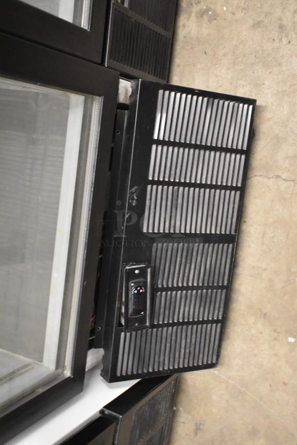 2019 Habco SE18 Metal Single Door Cooler Merchandiser, poly coated racks, 115V, 1 Phase, exterior view showing vented panel.