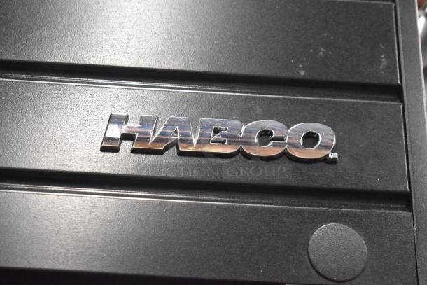 2019 Habco SE18 single door cooler with poly coated racks. Features a metallic Habco logo. 115V, 1 Phase, commercial use.