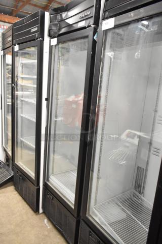 2019 Habco SE18 metal commercial reach-in cooler with single glass door, poly-coated racks, 115 volts, 1 phase, excellent condition.