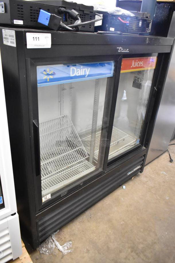 2020 True GDM-41SL-48-HC-LD 2-door cooler with poly-coated racks, 115V, 1 phase. Black metal exterior, good condition.