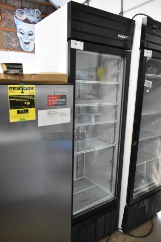 2019 Habco SE18 commercial cooler, single glass door, poly-coated racks, 115V, 1 phase, excellent condition.