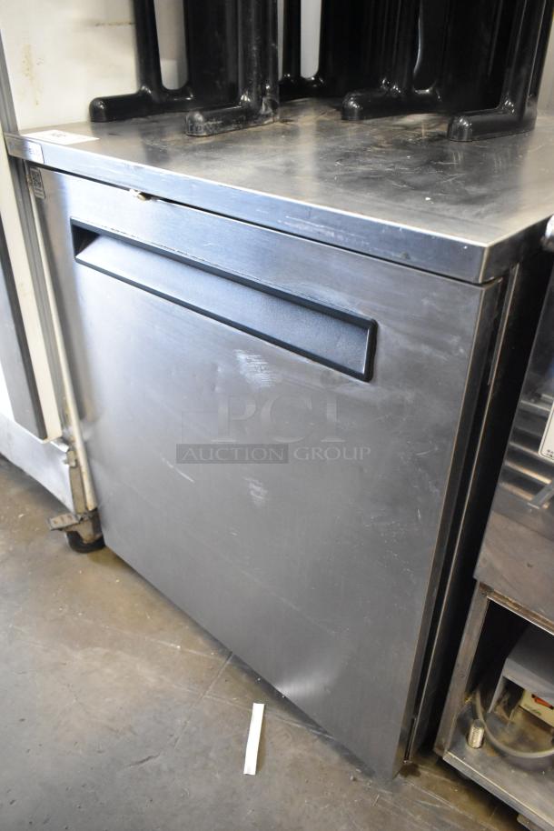 2020 Delfield 406P-STAR2 stainless steel undercounter cooler on casters, single door, 115V, good condition, minor surface marks.