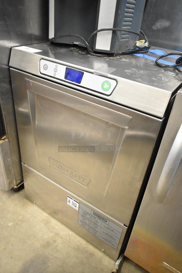 2018 Hobart LXER stainless steel undercounter dishwasher, 120/208-240V, 1 Phase. Features control panel and Hobart branding.
