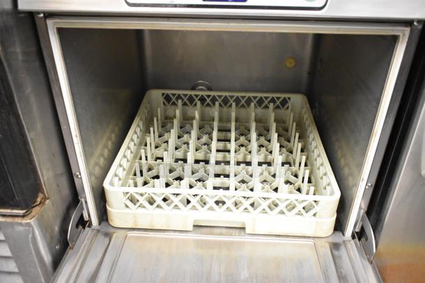 2018 Hobart LXER undercounter dishwasher, stainless steel, 120/208-240V, 1 phase, includes dish rack, good condition.
