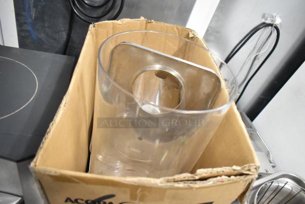 Acopa 176AT90212 1.8-gallon beverage dispenser in box, stainless steel, polycarbonate, new condition.