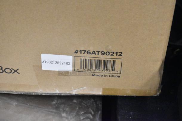 Acopa 176AT90212 beverage dispenser box, 1.8-gallon capacity, stainless steel and polycarbonate, new condition, barcode visible.