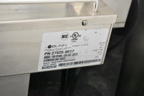 2018 Bunn 1SH STAND stainless steel commercial server stand, 120V, with NSF and UL labels. Model: 1SH STAND.