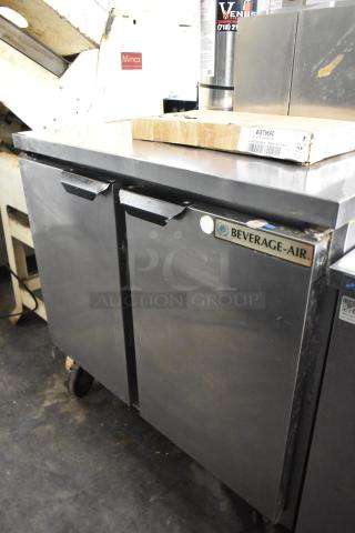 Beverage Air WTF36AHC stainless steel 2-door undercounter freezer on commercial casters, 115 volts, 1 phase, in used condition.