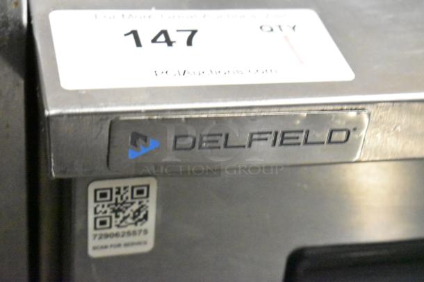 2019 Delfield 406P-STAR2 single door stainless steel undercounter cooler on casters, visible branding, model label. 115V, 1 phase.