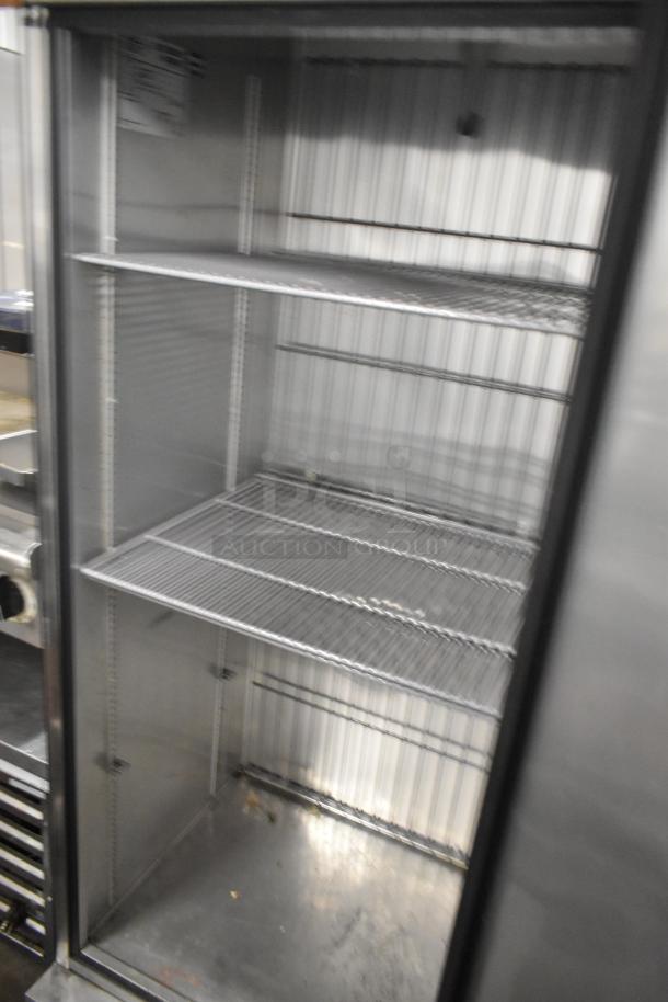 2017 True T-19F stainless steel single door freezer with poly coated racks, 115V, 1 phase, excellent condition.