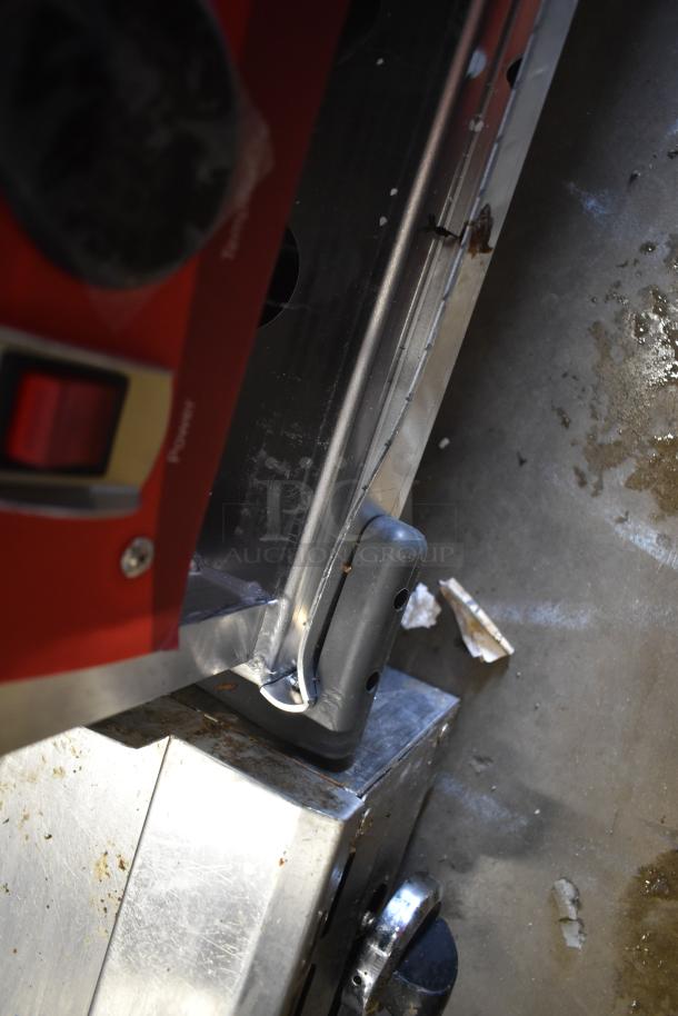 Brand new Avantco metal commercial heated holding cabinet with scratches, on casters. 120 volts, 1 phase.